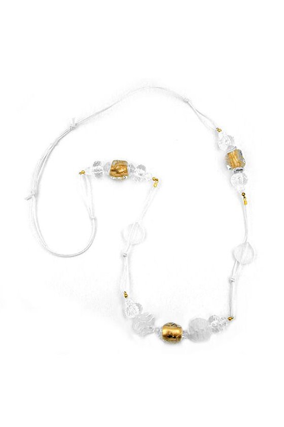 NECKLACE STONE BEAD GOLD-TONE 90CM