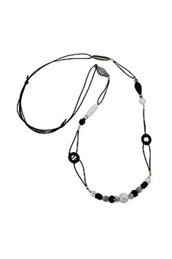 NECKLACE BLACK & WHITE BEADS 105CM