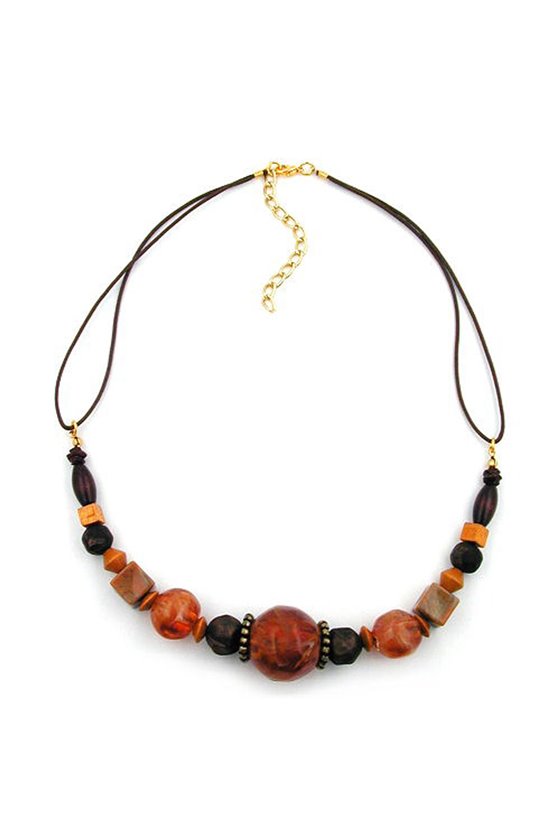 NECKLACE BROWN/ORANGE/ OCHRE BEADS