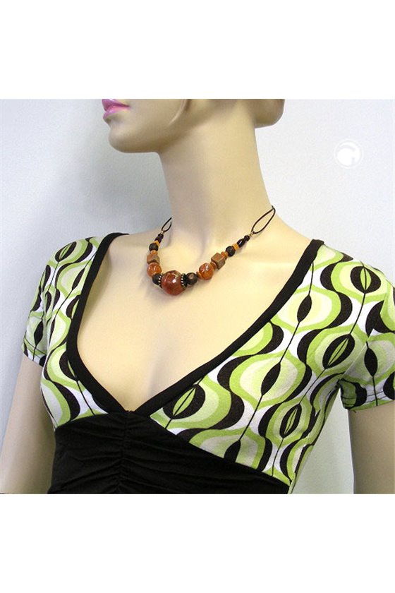 NECKLACE BROWN/ORANGE/ OCHRE BEADS