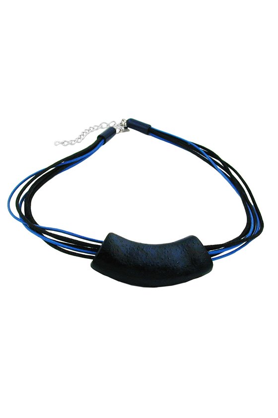 NECKLACE TUBE FLAT CURVED DARKBLUE 50CM