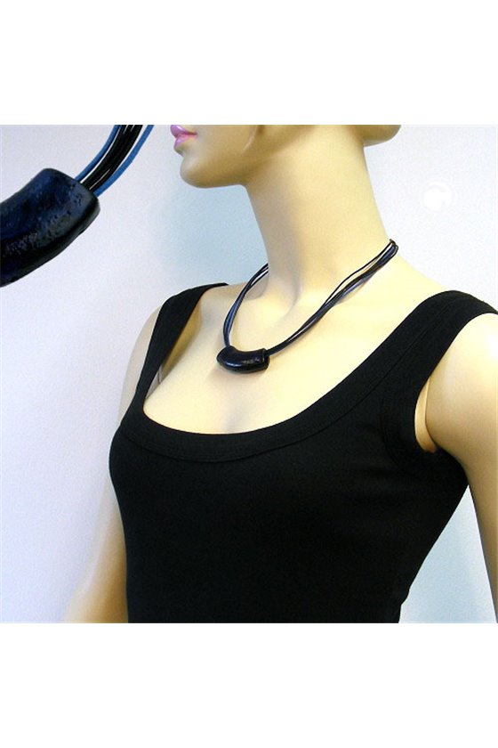 NECKLACE TUBE FLAT CURVED DARKBLUE 50CM