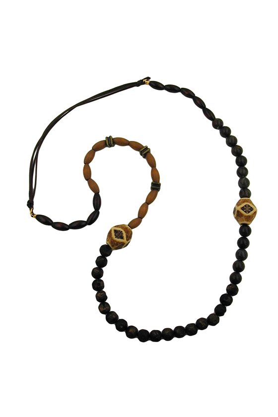 NECKLACE BROWN BEADS DIFFERENT SHAPES AND COLOUR TONES