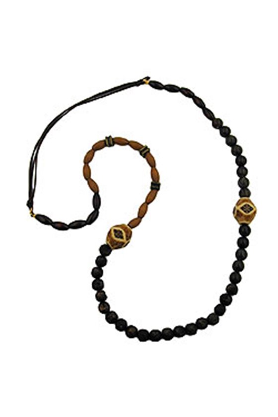 NECKLACE BROWN BEADS DIFFERENT SHAPES AND COLOUR TONES