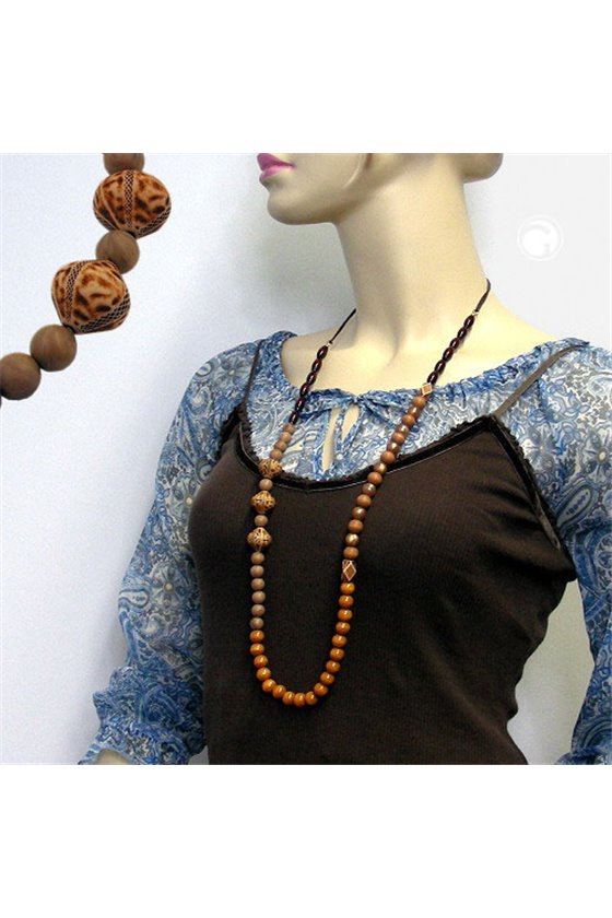 NECKLACE NOUGAT/LIGHT BROWN/DARK BROWN COLOURS