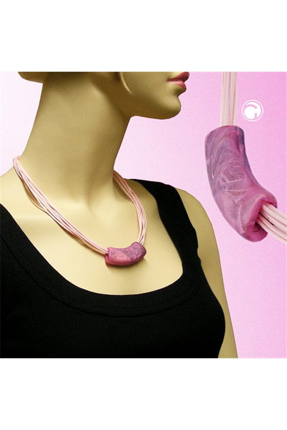 NECKLACE TUBE FLAT CURVED LILAC-FUCHSIA 50CM