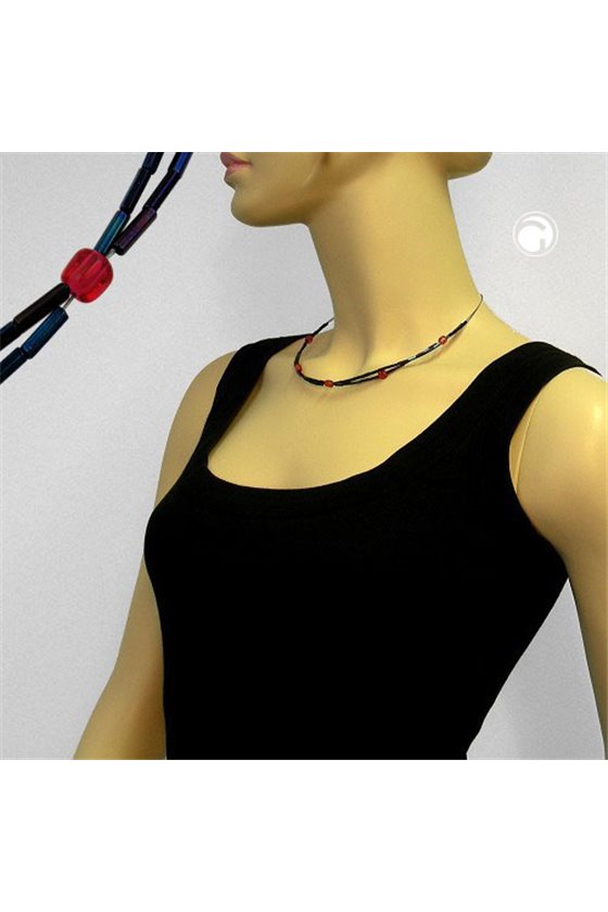 NECKLACE GLASS BEADS BLUE AB