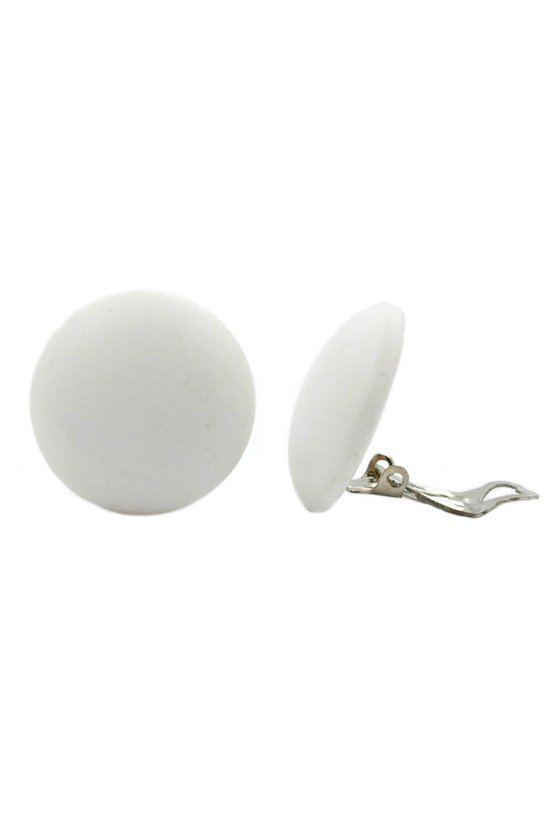 CLIP-ON EARRING ROUND WHITE MATT FINISHED 24MM