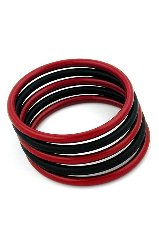 SET OF 5 BANGLE RED AND BLACK