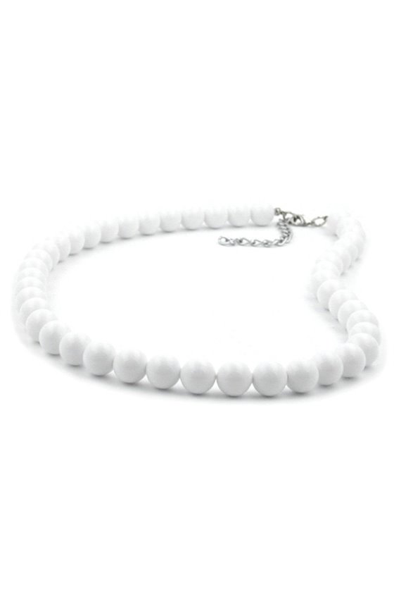 NECKLACE WHITE BEADS 10MM GLOSSY 40CM