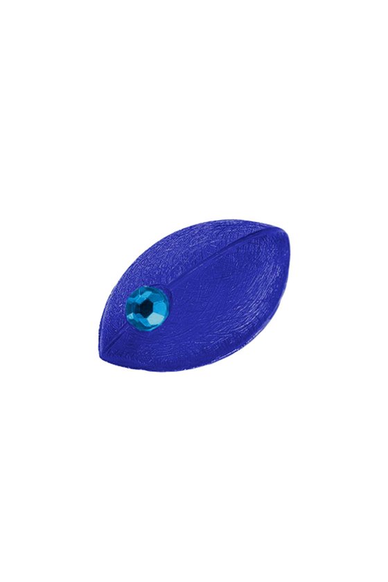 BROOCH OVAL MOUSE SHAPE BLUE WITH RHINESTONE