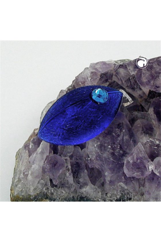 BROOCH OVAL MOUSE SHAPE BLUE WITH RHINESTONE