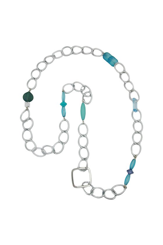 NECKLACE CURB CHAIN BEADS 100CM