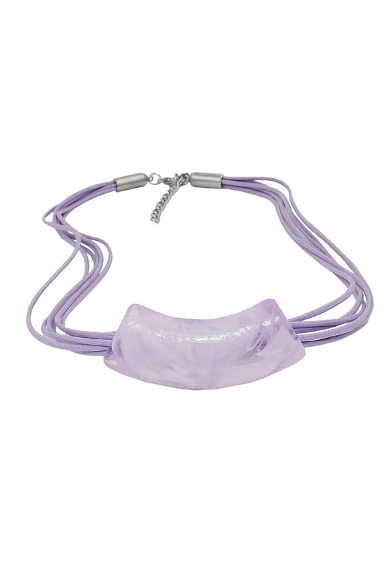 NECKLACE TUBE FLAT CURVED LILAC-MARBLED