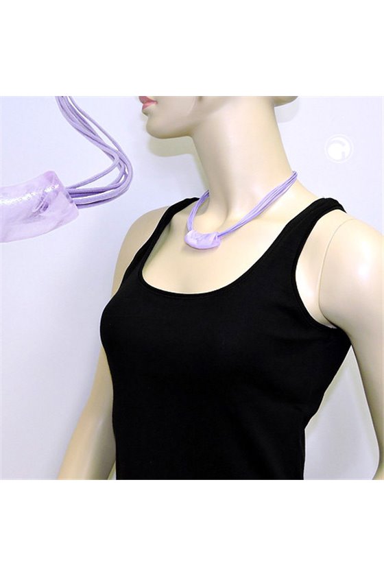 NECKLACE TUBE FLAT CURVED LILAC-MARBLED
