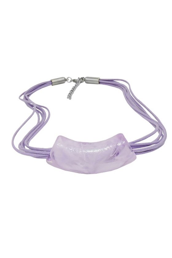 NECKLACE TUBE FLAT CURVED LILAC-MARBLED