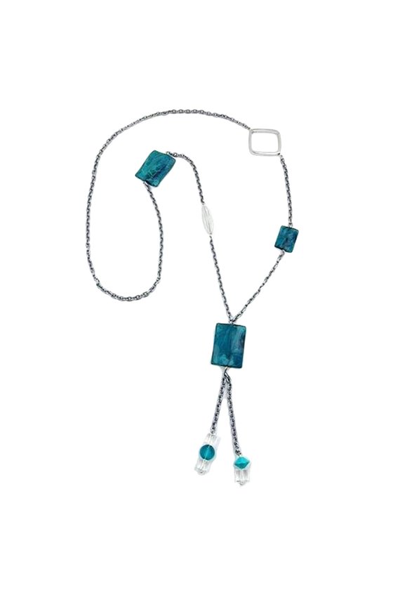 NECKLACE ANCHOR CHAIN TURQUOISE MARBLED 95CM