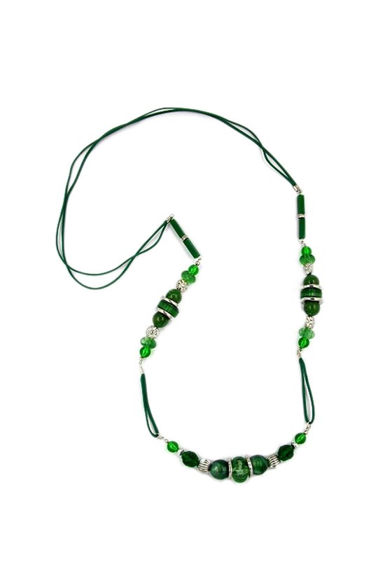 NECKLACE GREEN SILVER 90CM