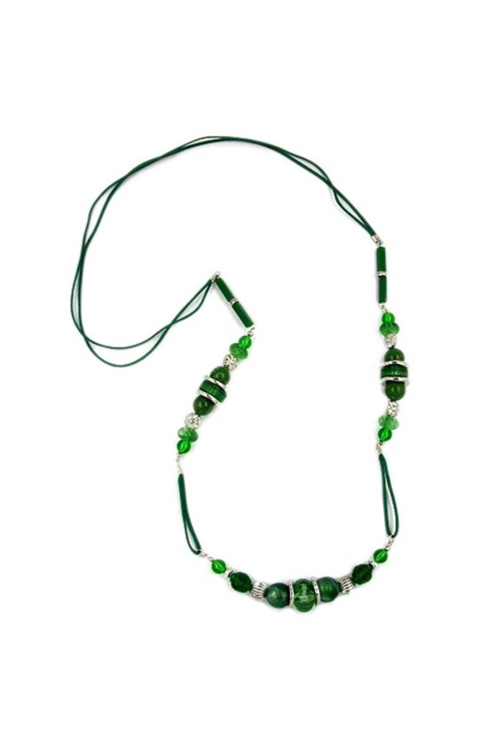 NECKLACE GREEN SILVER 90CM