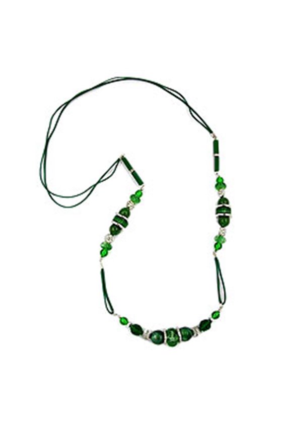 NECKLACE GREEN SILVER 90CM