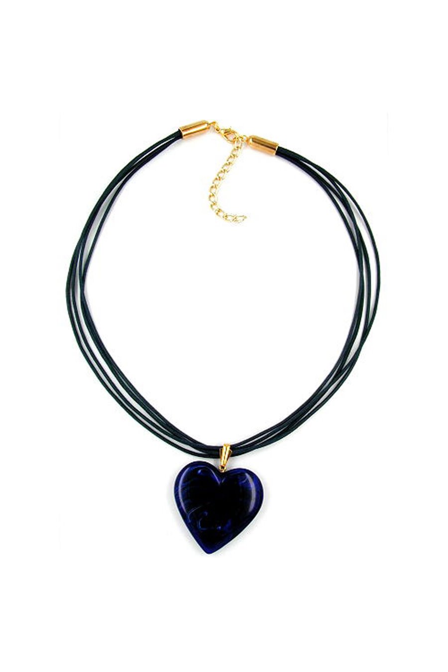 NECKLACE HEART LAPIS-MARBLED