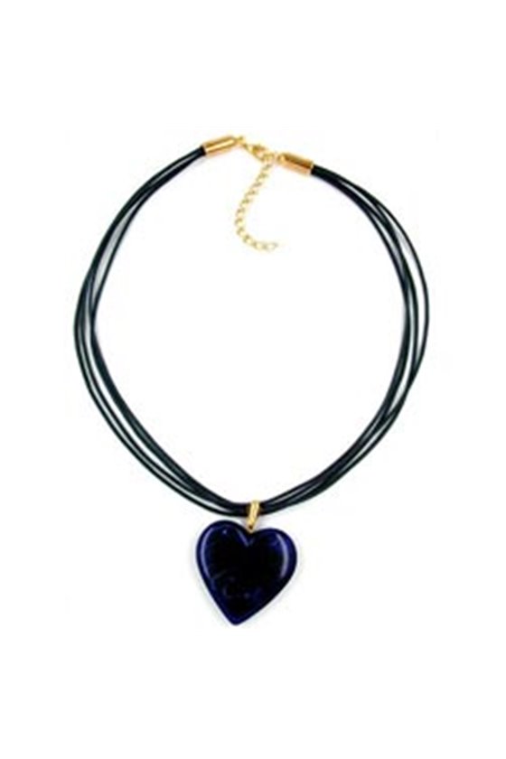 NECKLACE HEART LAPIS-MARBLED