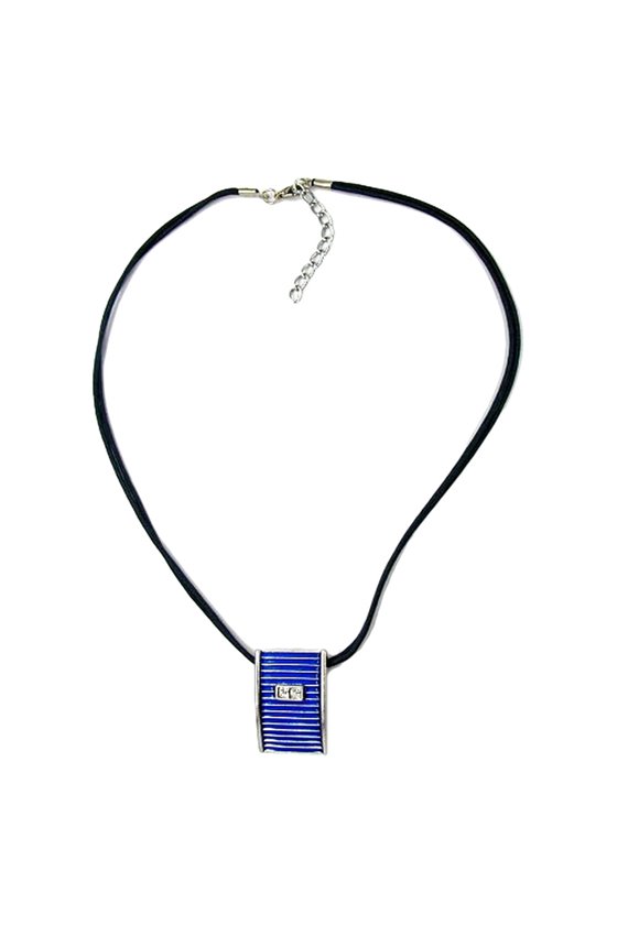 NECKLACE BLUE AND SILVER PENDANT 45CM