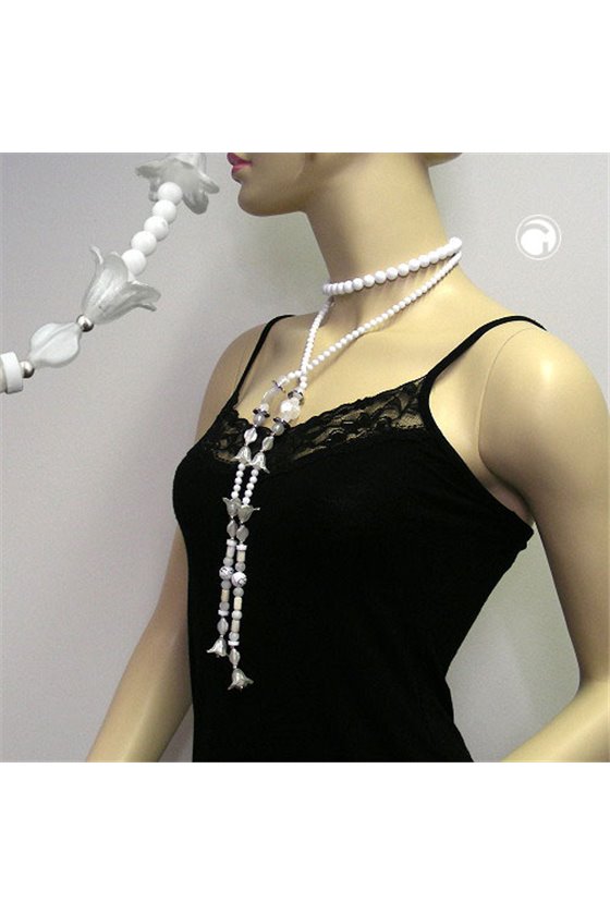 NECKLACE BLOOM-BEADS WHITE 130CM