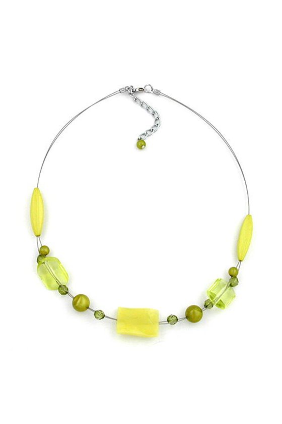 NECKLACE LIGHT GREEN AND SILKY-OLIVE