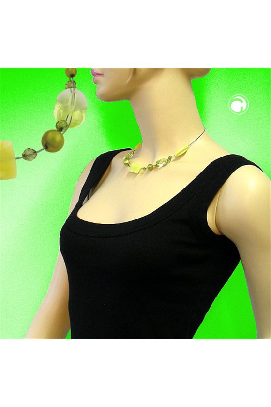 NECKLACE LIGHT GREEN AND SILKY-OLIVE