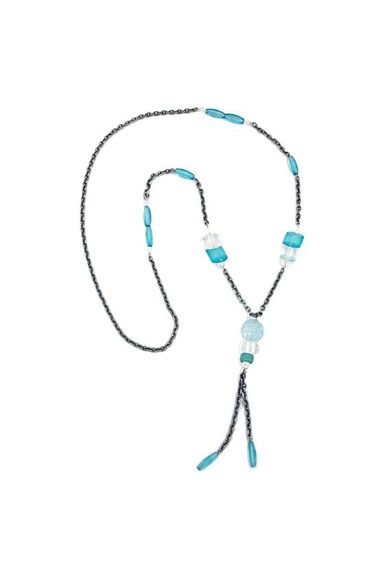 NECKLACE TURQUOISE BEADS 90CM