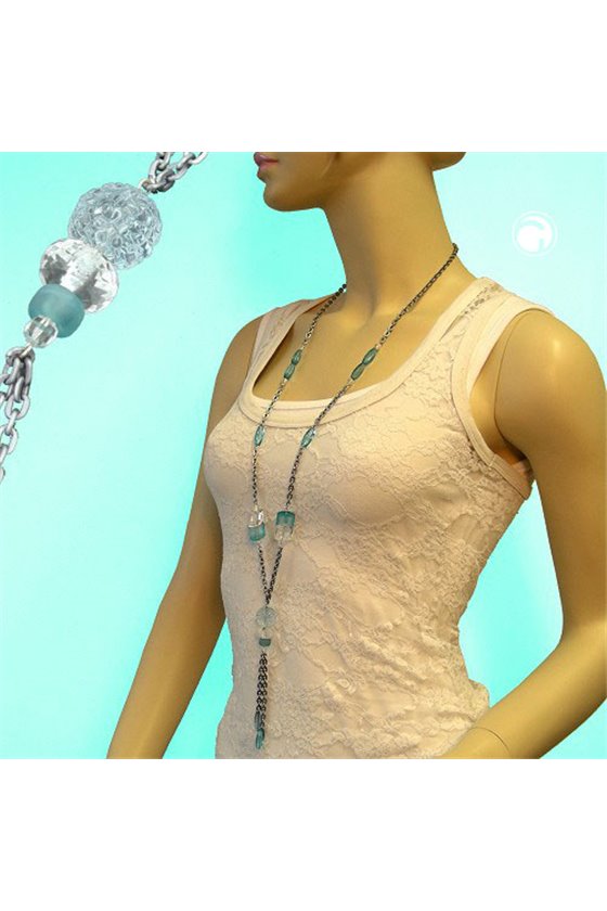 NECKLACE TURQUOISE BEADS 90CM