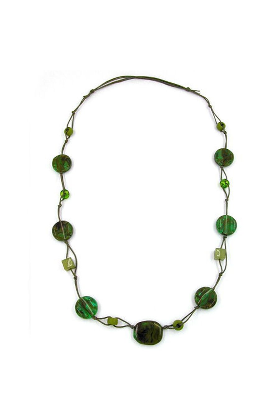 NECKLACE BEADS GREEN-BROWN