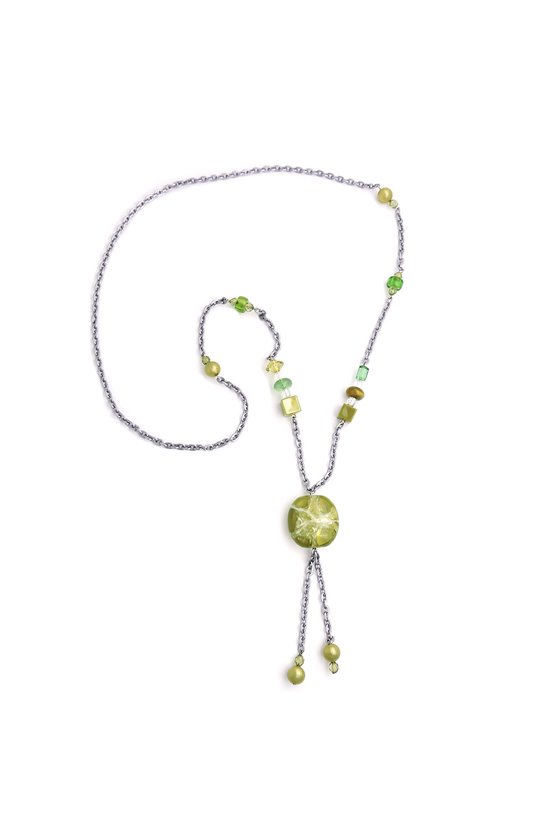 NECKLACE CRASH-BEADS GREEN 90CM