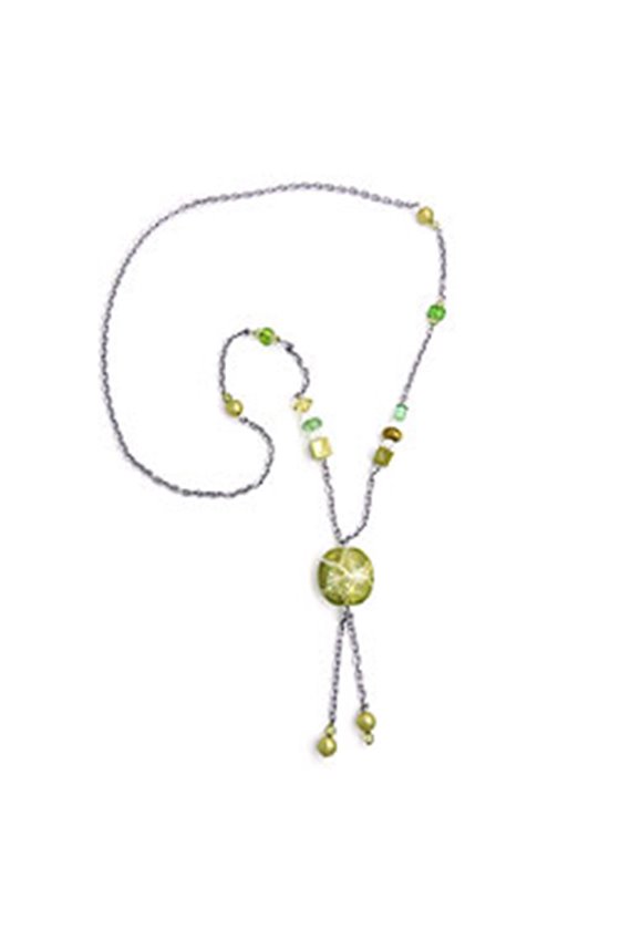 NECKLACE CRASH-BEADS GREEN 90CM