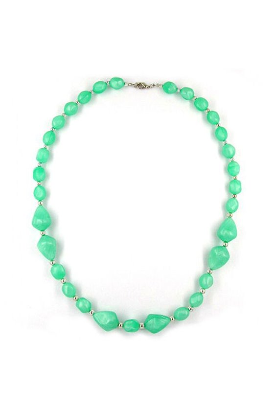 NECKLACE BEADS SILKY-MINT-GREEN 60CM