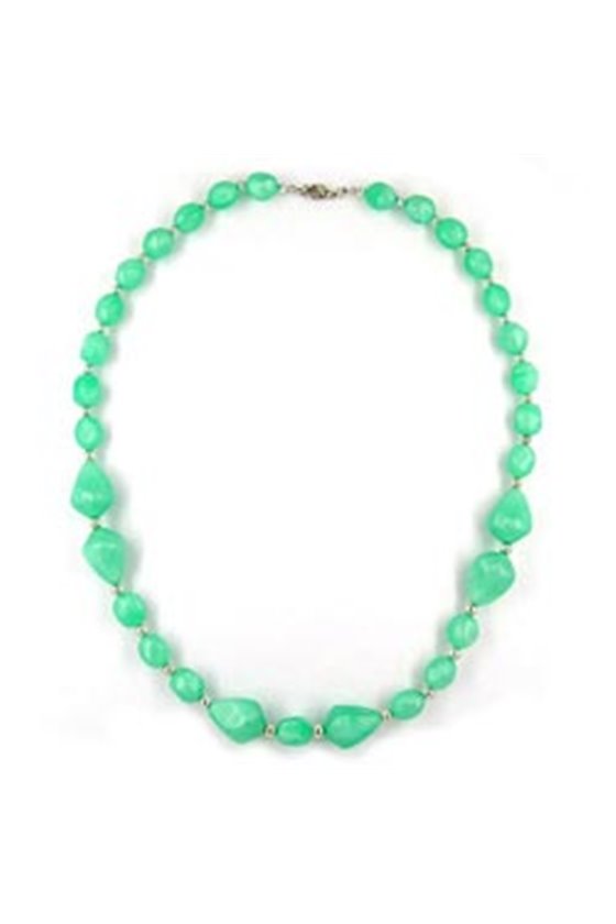 NECKLACE BEADS SILKY-MINT-GREEN 60CM