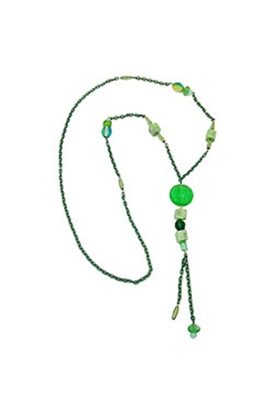 NECKLACE EYE-CATCHING BEADS GREEN 90CM