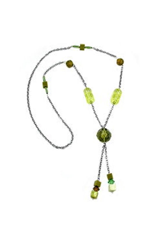 NECKLACE FACETED BEADS GREEN 90CM