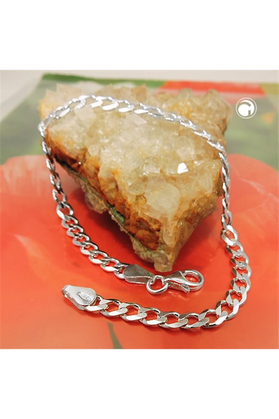 OPEN CURB CHAIN DIAMOND CUT SILVER 925 21CM