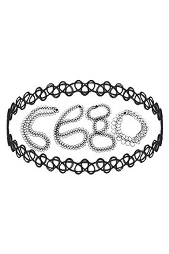 NECKLACE BLACK RUBBER SIMILAR TATTOO