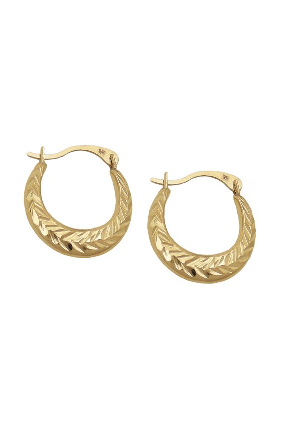 HOOP EARRINGS POLISHED WITH CUT 9K GOLD