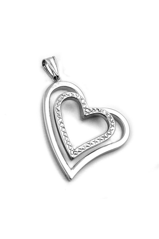 PENDANT TWO HEARTS RHODINIZED SILVER 925