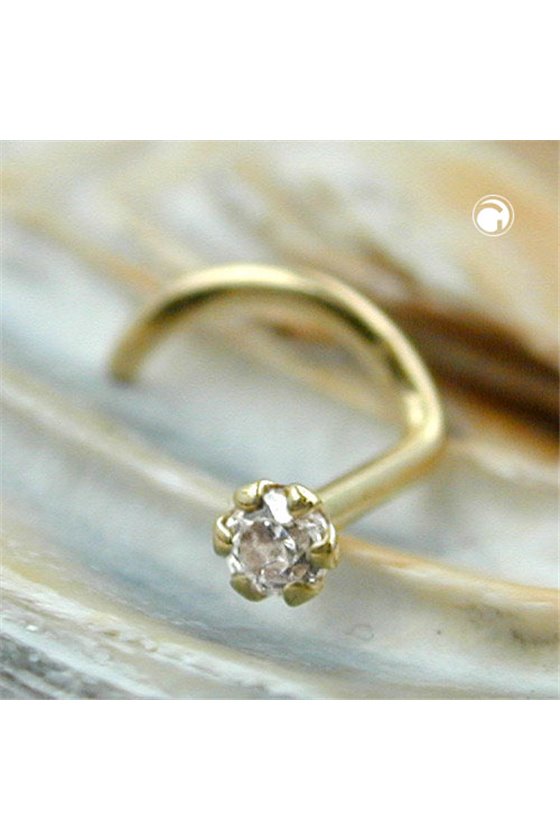 NOSE SCREW 1,7MM ZIRCONIA WHITE 18K GOLD