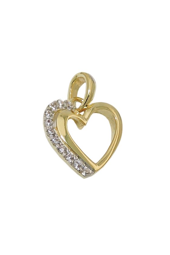 PENDANT HEART WITH ZIRCONIAS 9K GOLD