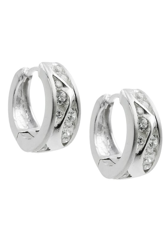 EARRING HOOPS WITH ZIRCONIA SILVER 925