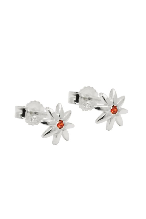 STUD EARRING ZIRCONIA RED SILVER 925