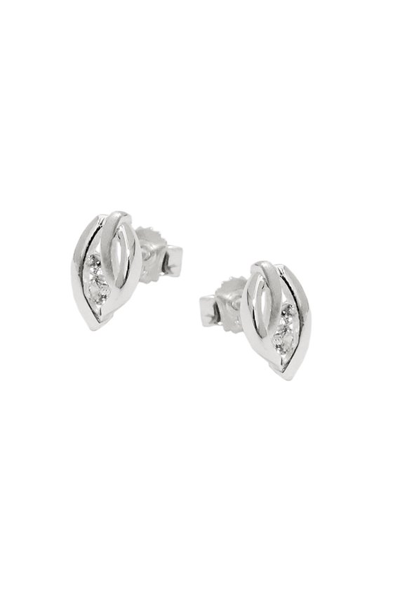 STUD EARRING LEAF ZIRCONIA SILVER 925