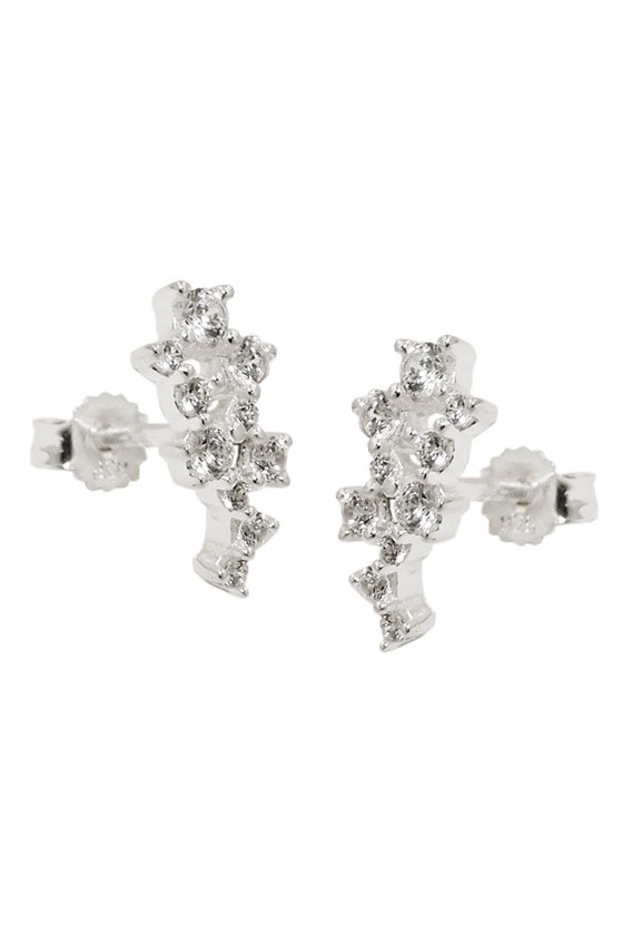 STUD EARRING FLOWER ZIRCONIA SILVER 925