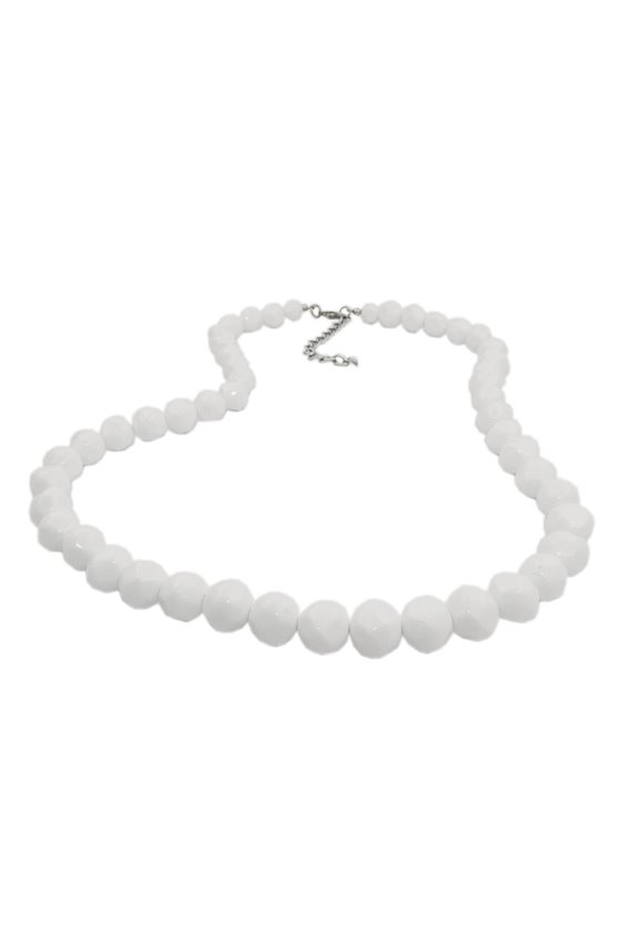 NECKLACE BEADS 10MM WHITE SHINY 50CM